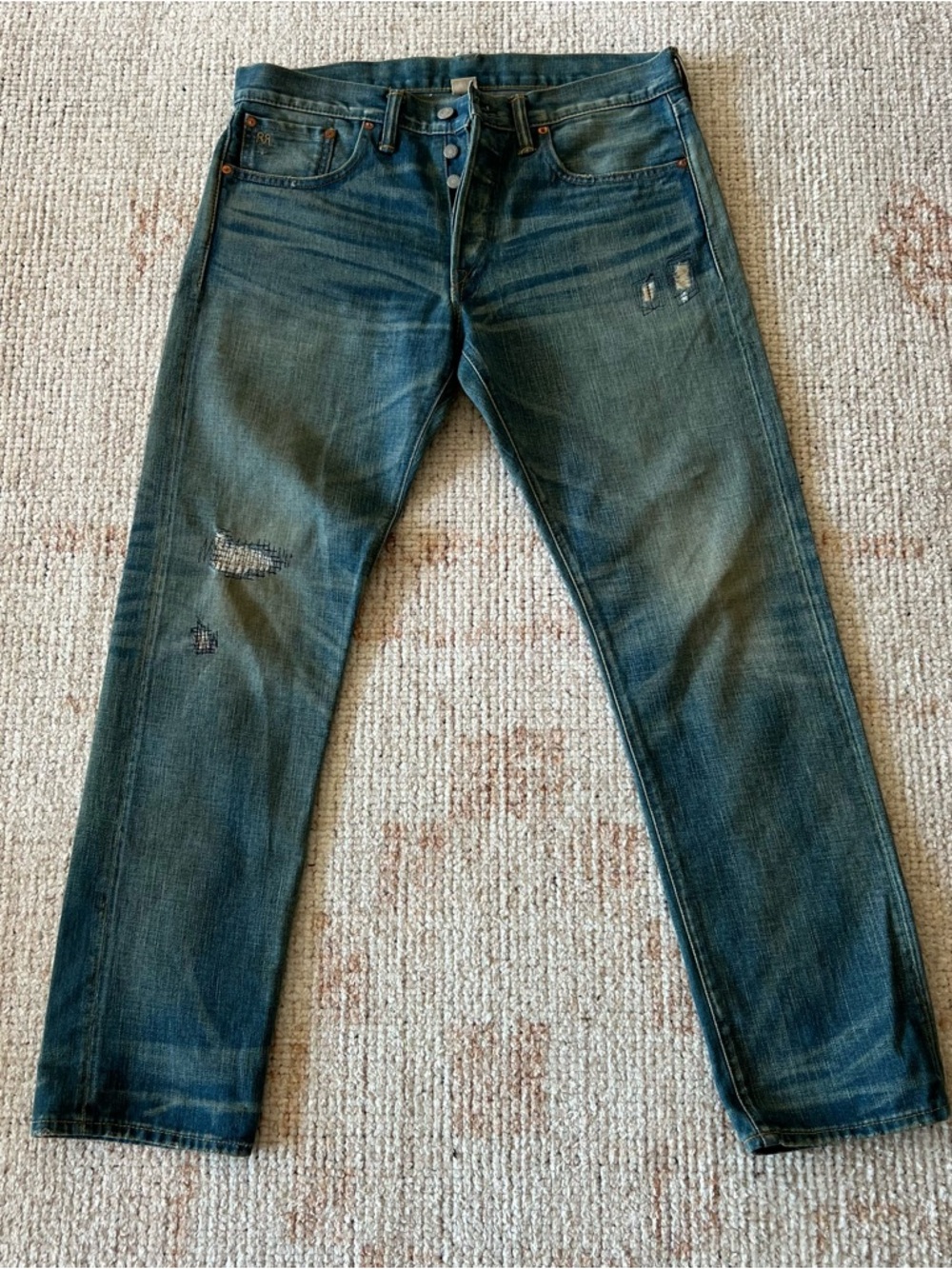 Ralph Lauren Double RL Slim fit distressed Blue Jeans 33x30